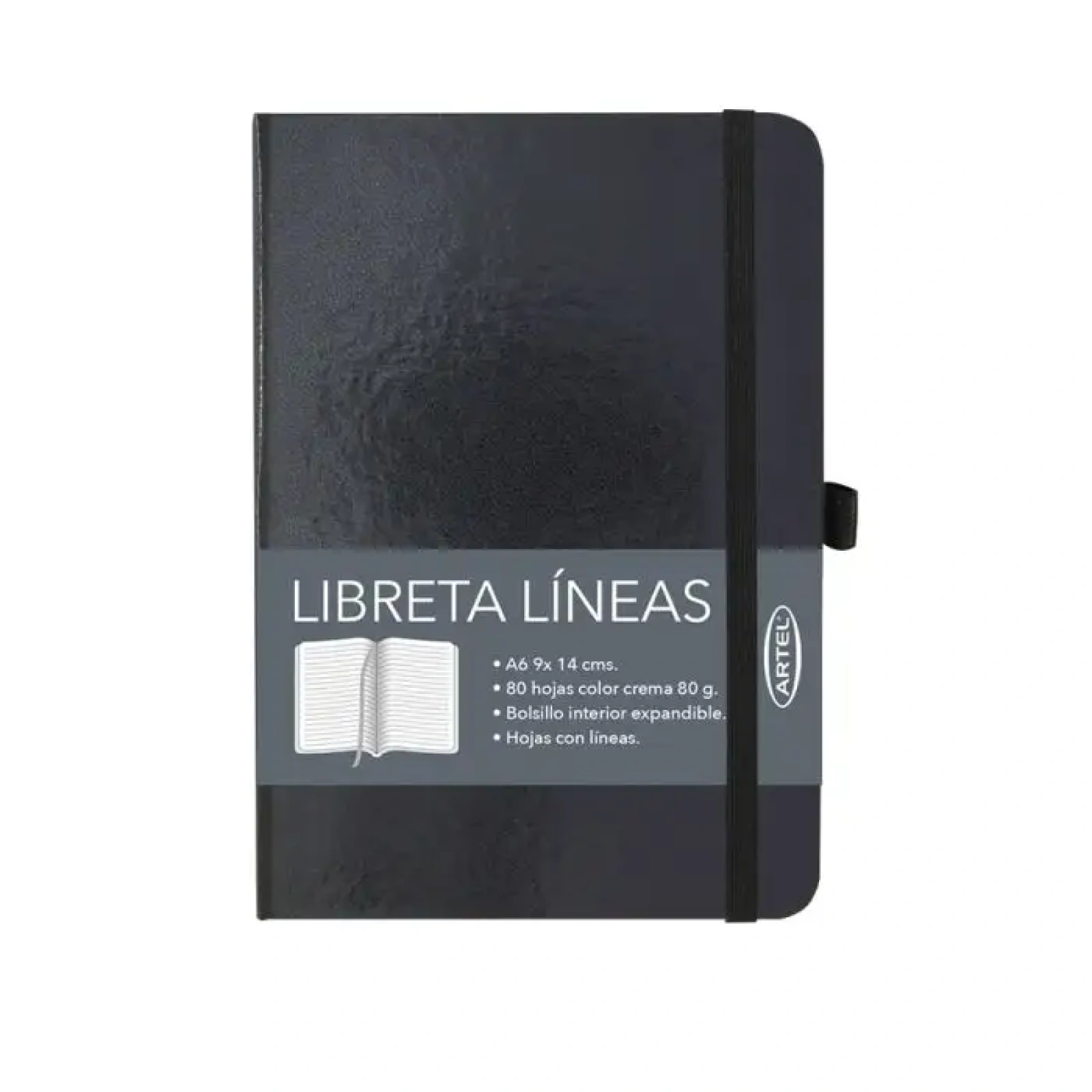 LIBRETA LINEAS A 580HJ NEGRA ESLAST.