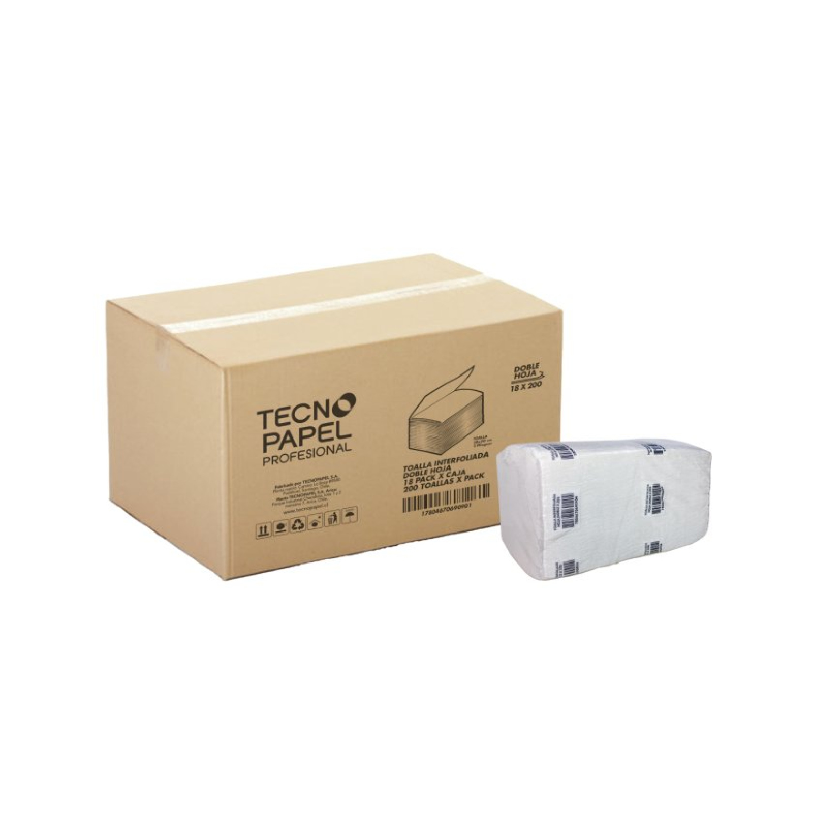 TOALLA INTERFOLIADA/TECNOPAPEL/DOBLE HOJA/200HJ